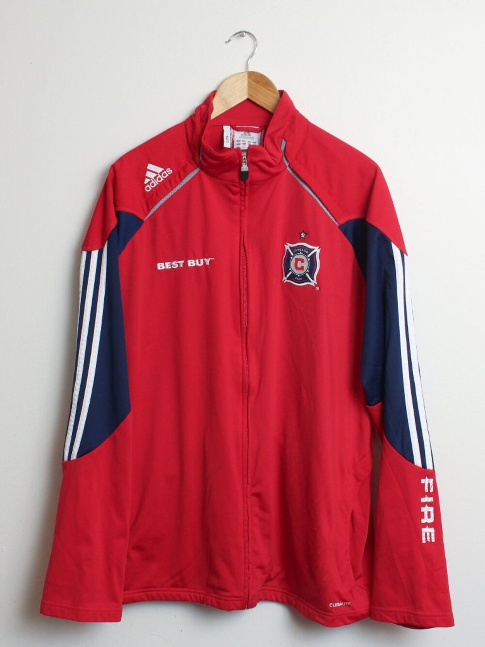 Chicago Fire MLS Soccer Full Zip Jacket Mens XL Red adidas Climalite